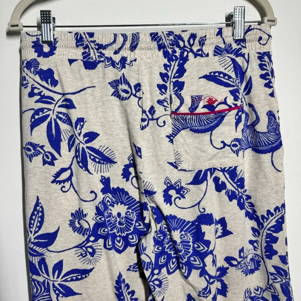 White Stuff Organic Cotton Natural Trina Cropped Jersey‎ PJ Bottoms Women S Blue